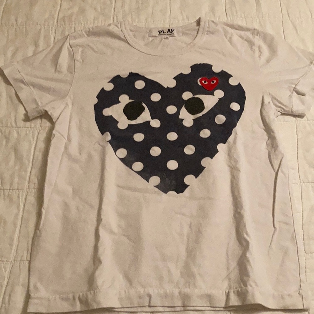 Commes des garçons blue polka dot shirt.